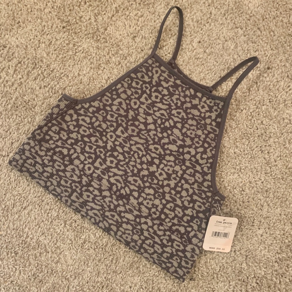 NWT Free People Leopard cropped sports bra - M/L